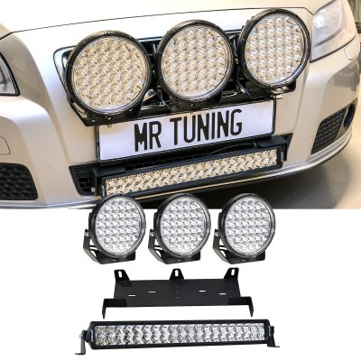 Extraljus + Ledramp paket 680W (3x LED 9" extraljus + 1x Stella dual ledramp + hållare + reläsats)