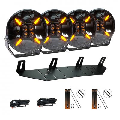 Extraljuspaket Komplett 4x 120W LED Black Edition (4x LED 9" 120W + hållare + reläsats)