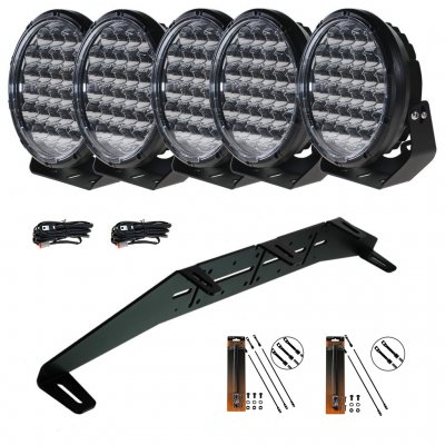 Extraljuspaket 800W (5x LED 9" extraljus + Hållare + Reläsats)