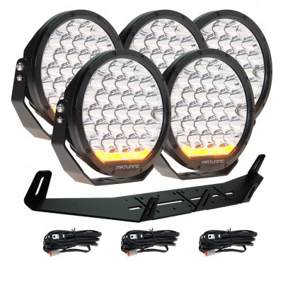 Extraljuspaket DRL 9" 990W V2 (5x LED 9" extraljus + hållare + reläsats)