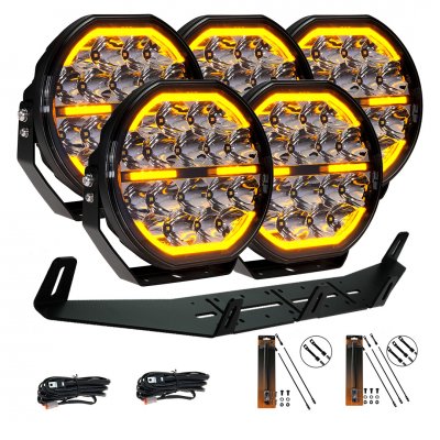 Extraljuspaket Mr Tuning Nova 800W (5x LED 9" Extraljus + hållare + reläsats)