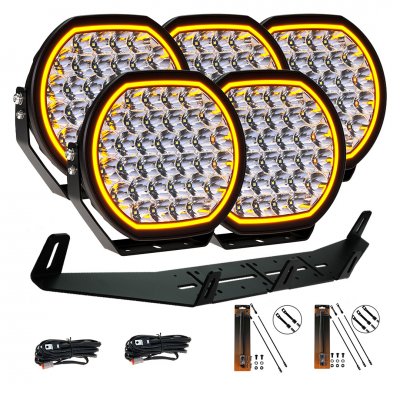 Extraljuspaket Mr Tuning Edge 850W (5x LED 9" Extraljus + hållare + reläsats)