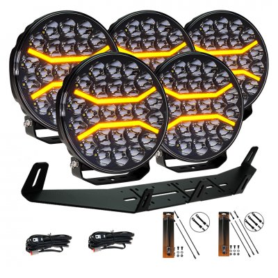 Extraljuspaket Mr Tuning Vibe 840W (5x LED 9" Extraljus + hållare + reläsats)