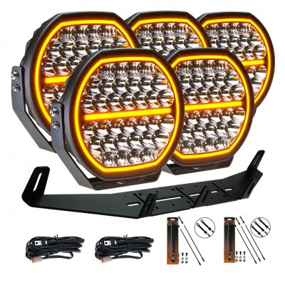 Extraljuspaket Mr Tuning Glow 850W (5x LED 9" Extraljus + hållare + reläsats)