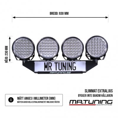 Extraljuspaket 640W (4x LED 9" extraljus + Hållare + Reläsats)