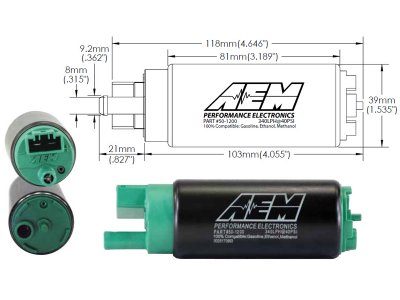 AEM 340l/h E85 Bränslepump ink monteringssats