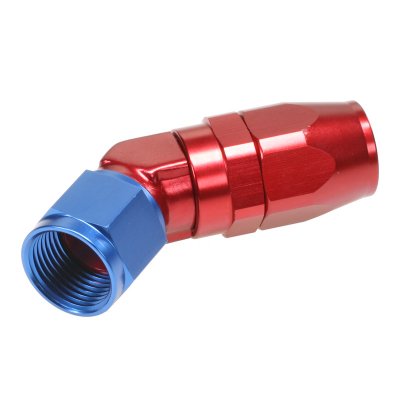 AN10 Slangkoppling 45° (Full Flow) - Smidd Blå/Röd
