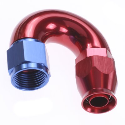 AN4 PTFE Slangkoppling 180° (Full Flow) - Blå/Röd