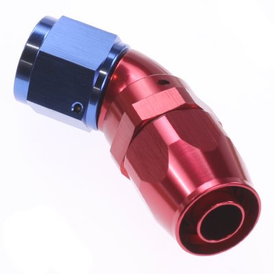 AN10 Slangkoppling 45° (Full Flow) - Blå/Röd