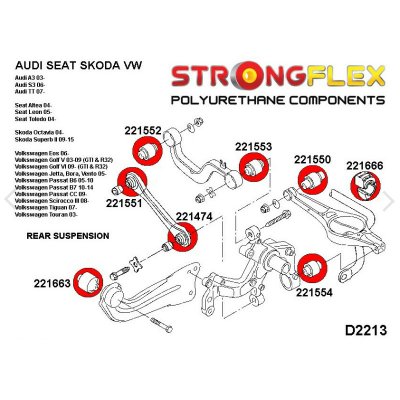 VW Passat (B7) (2011-2014) - Bakre Krängningshämmarbussning 18,5mm Röd (221666B)