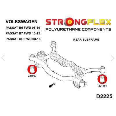 VW Passat (B7) (2011-2014) - Bakre Bussning Bakvagnsinfästning Gul (221953A)