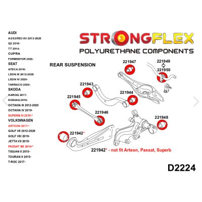 VW Passat (B8) (2014-2022) - Främre Bärarmsbussning Bakvagn Gul (221942A)