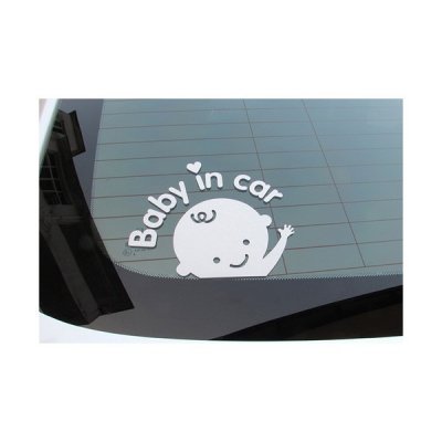 Baby in car dekal (17x15)