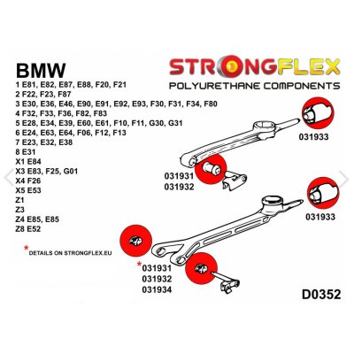 BMW E61 - Främre Bussning (oval) Växelarm 14mm Gul (031934A)