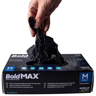Nitrilhandskar BoldMAX Svarta – Extra kraftiga (50-pack)