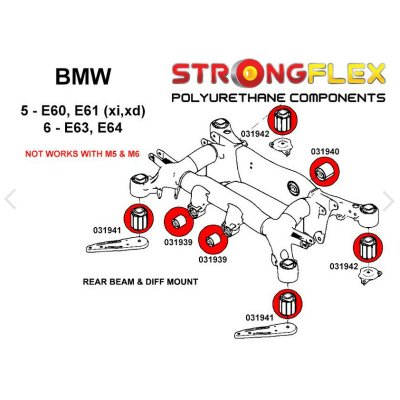 BMW E61 - Inre bakre bärarmsbussning bakvagn 14mm Gul (031198A)