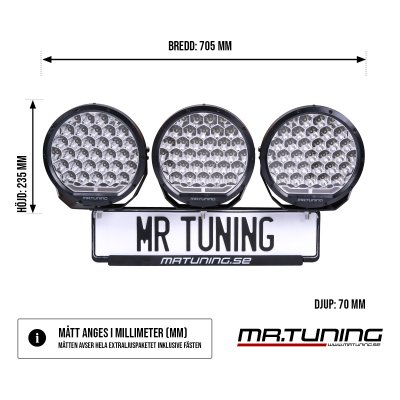 Extraljuspaket DRL 9" 594W V2 (3x LED 9" extraljus + hållare + reläsats)