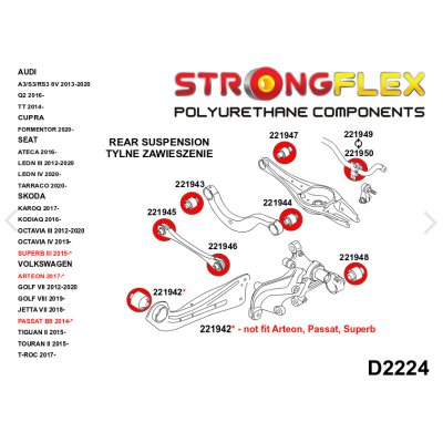 VW Golf 7 (2013-2020) - Inre Övre Länkarmsbussning Bakvagn Gul (221943A)