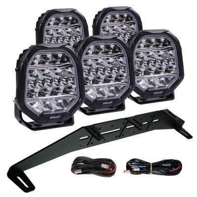 Extraljuspaket Combo 7" 315W (5x LED 7" Extraljus + Hållare & Reläsats)