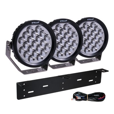 Extraljuspaket DRL Vit/Amber 420W (3x LED 9" Extraljus + Hållare & Reläsats)