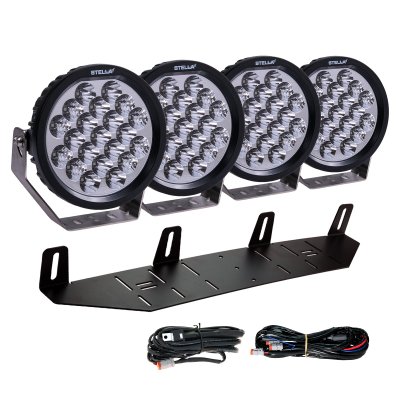 Extraljuspaket DRL Vit/Amber 560W (4x LED 9" Extraljus + Hållare & Reläsats)