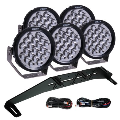 Extraljuspaket DRL Vit/Amber 700W (5x LED 9" Extraljus + Hållare & Reläsats)