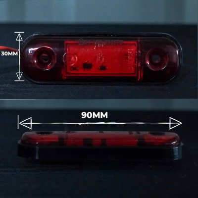 LED Sidomarkeringsljus 12V/24V Röd Transparent för Släp & Trailer