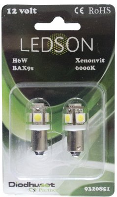 LED lampa BAX9s 5 SMD (xenonvit)