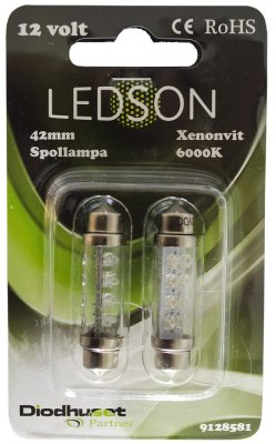 LED lampa C10W spollampa 42mm (xenonvit)