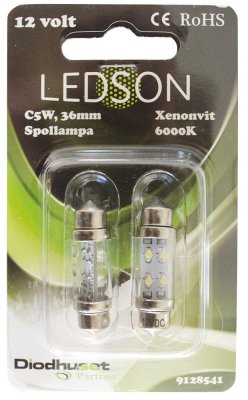 LED lampa C5W spollampa 36mm (xenonvit)
