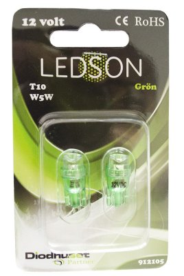 LED lampa W5W (grön)