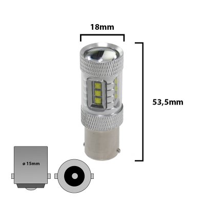 Mr Tuning High Power LED Backljus BA15s / P21w Canbus 80W (2200lm) (2st)