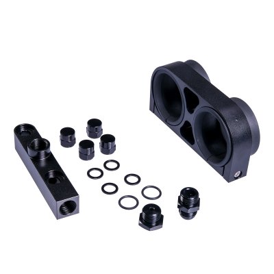 Paket Bränslepumpfäste 2x bosch 044 Röd + Billet Fuel Log