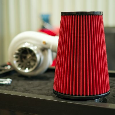 Sportluftfilter FullFlow Long 4,5" (114mm) Röd/Svart