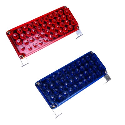 Blixtrande LED varningsljus röd/blå 12–24V (48 LED)