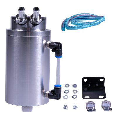 Olje Catch Tank 0.75L Aluminium Universal med Slangar & Fäste