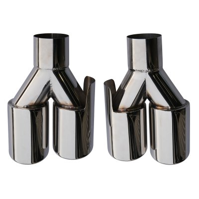 Utblås 2x dubbel 80mm – 2.4" anslutning – Rostfritt stål