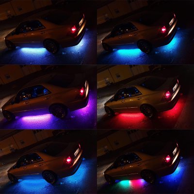 Underglow LED kit V2 - Fjärrkontroll + blinkar till musik (2x 120cm + 2x 90cm)