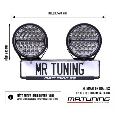 Extraljuspaket Mr Tuning Beam 360W (2x LED 9" Extraljus + hållare + reläsats)