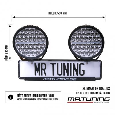 Extraljuspaket
Mr Tuning 9" DRL 340W LED (2x LED 9" extraljus + hållare + resläsats)