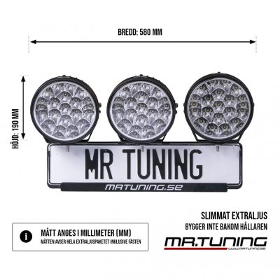 Extraljuspaket slim Mr Tuning 315W (3x LED 7" Extraljus + hållare + reläsats)
