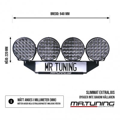 Extraljuspaket Mr Tuning Luminar 640W (4x LED 9" Extraljus + hållare + reläsats)