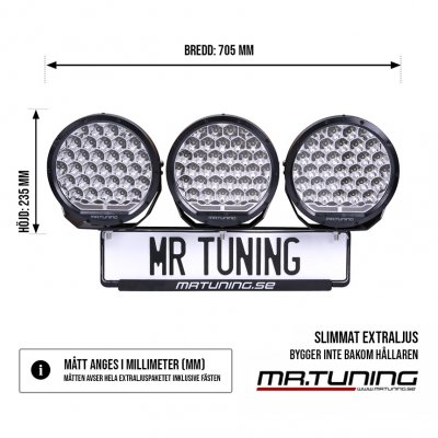 Extraljuspaket DRL 9" 594W V2 (3x LED 9" extraljus + hållare + reläsats)