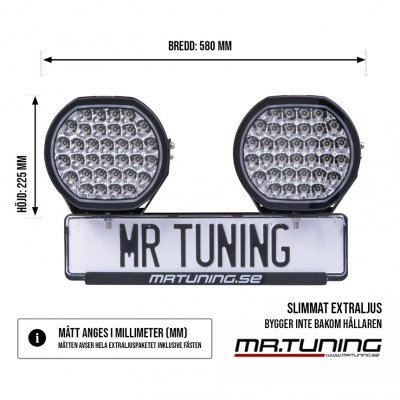 Extraljuspaket Mr Tuning Edge 340W (2x LED 9" Extraljus + hållare + reläsats)