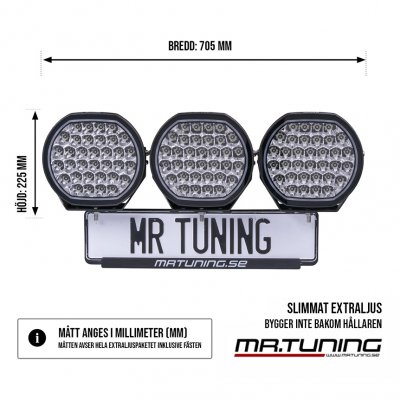 Extraljuspaket Mr Tuning Edge 510W (3x LED 9" Extraljus + hållare + reläsats)